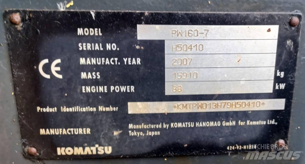 Komatsu PW 160-7 Εκσκαφείς με τροχούς - λάστιχα