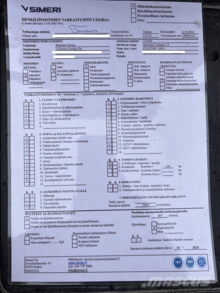Haulotte Compact 12 Ανυψωτήρες ψαλιδωτής άρθρωσης