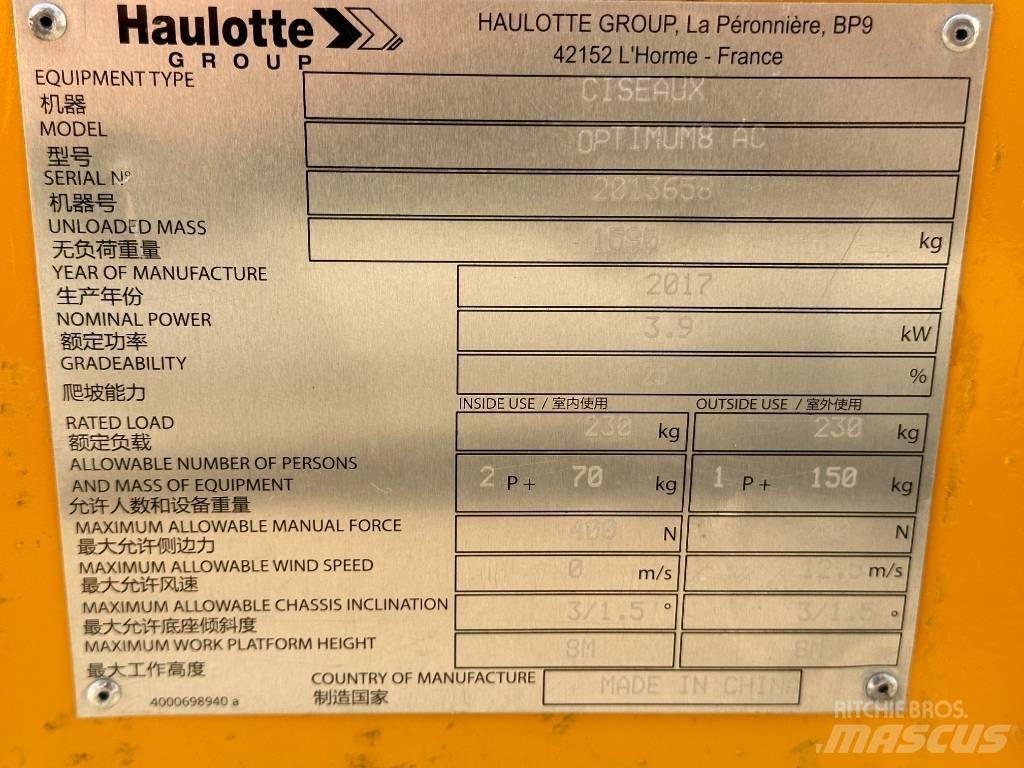 Haulotte OPTIMUM 8 Ανυψωτήρες ψαλιδωτής άρθρωσης