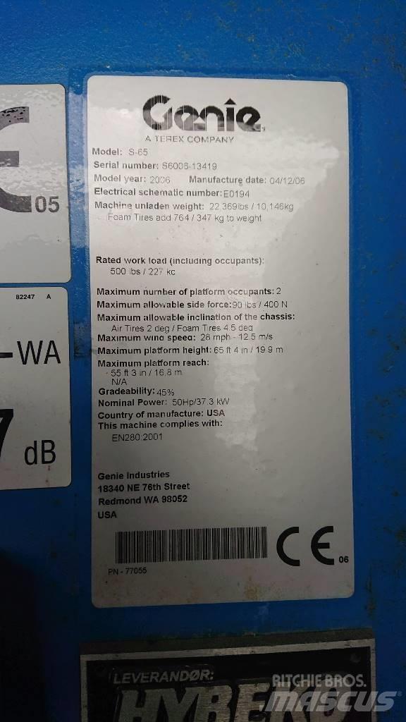 Genie S 65 Ανυψωτήρες με τηλεσκοπικό βραχίονα