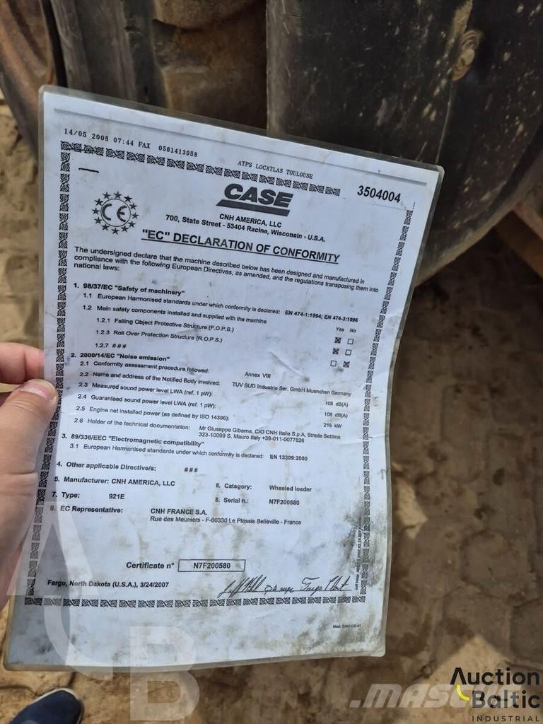 CASE 921 E Φορτωτές με λάστιχα (Τροχοφόροι)