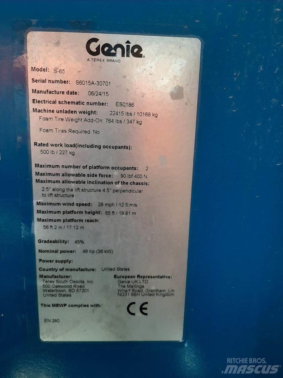 Genie S65 Ανυψωτήρες με τηλεσκοπικό βραχίονα