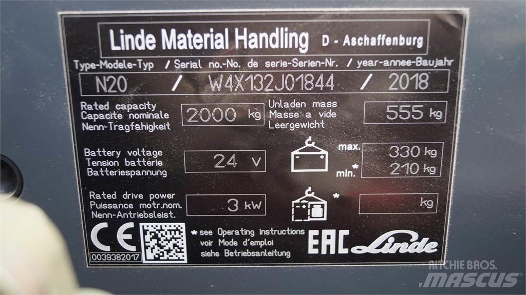 Linde N20 kurz Περονοφόρο ανυψωτικό συλλογής παραγγελιών μικρού ύψους
