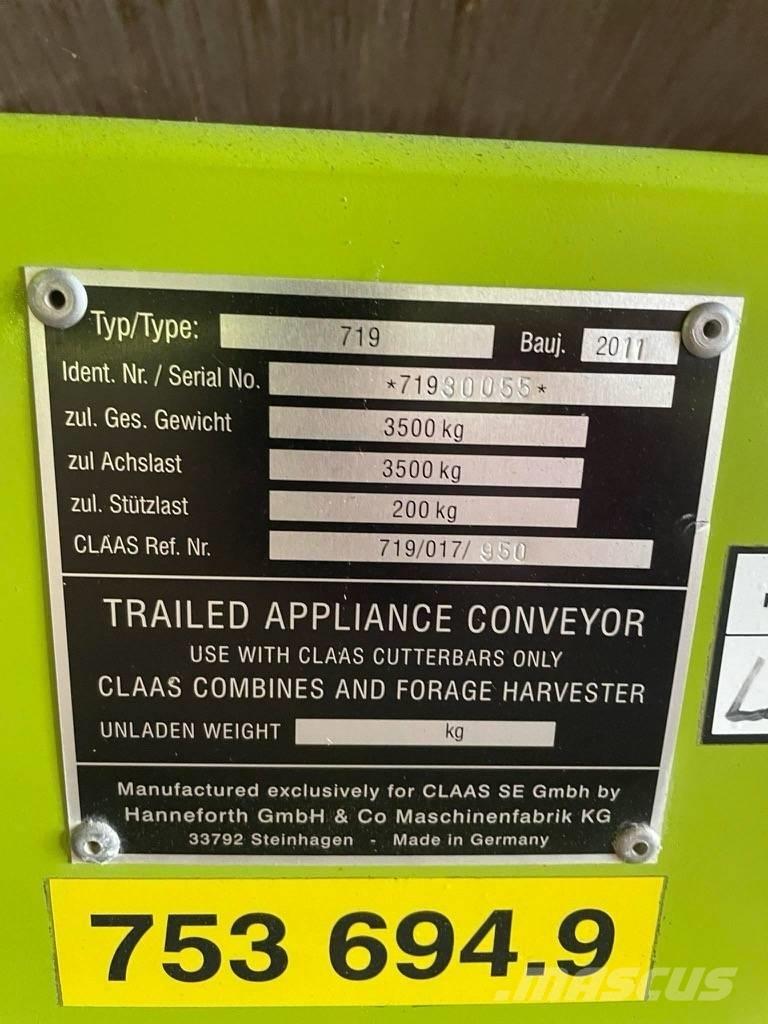 CLAAS V 750 Κεφαλές θεριζοαλωνιστικών μηχανών