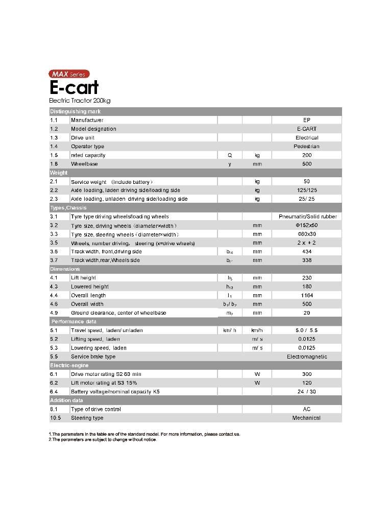 EP E-Cart Φορτηγά ρυμούλκησης