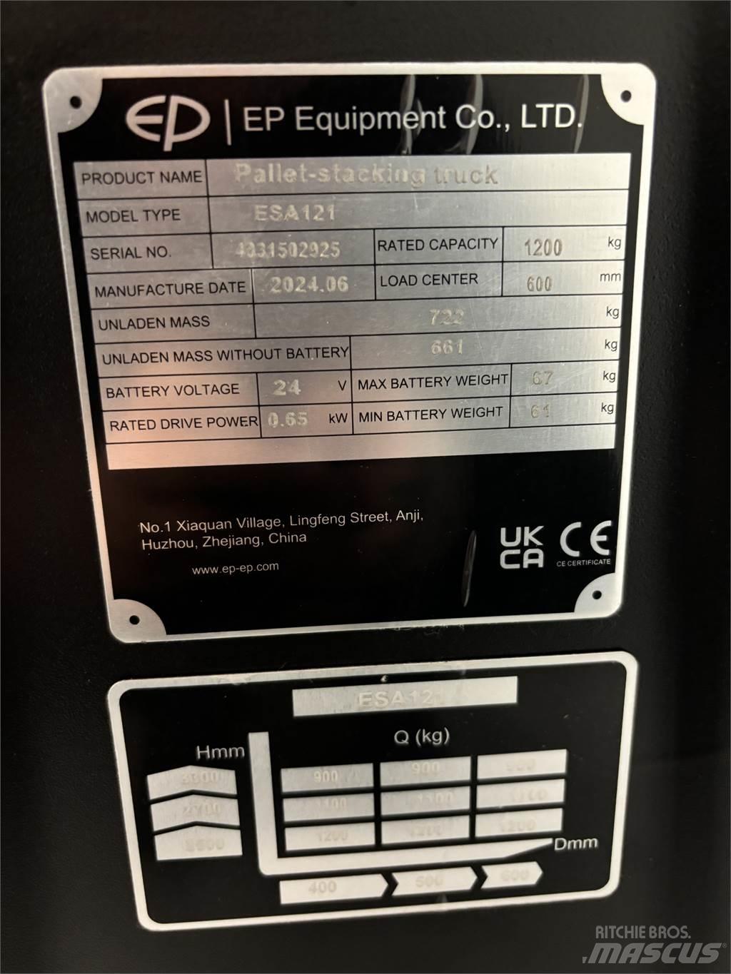 ESA 121 Παλετοφόρα πεζού χειριστή με ιστό