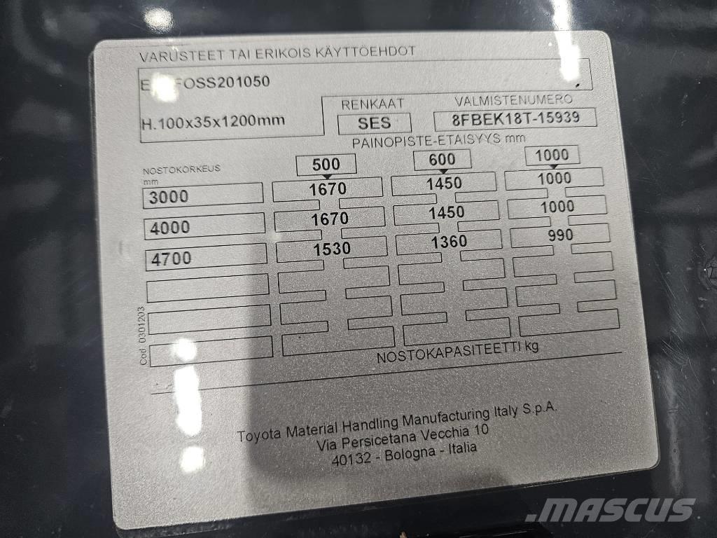 Toyota 8 FBEK 18 T Ηλεκτρικά περονοφόρα ανυψωτικά κλαρκ