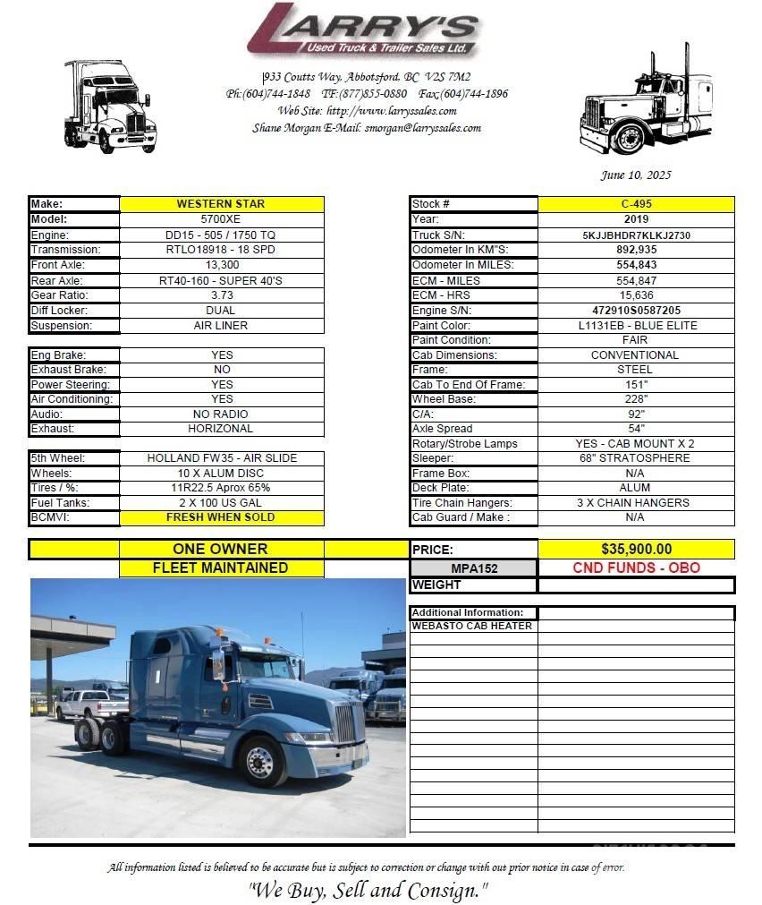 Western Star 5700 XE Τράκτορες
