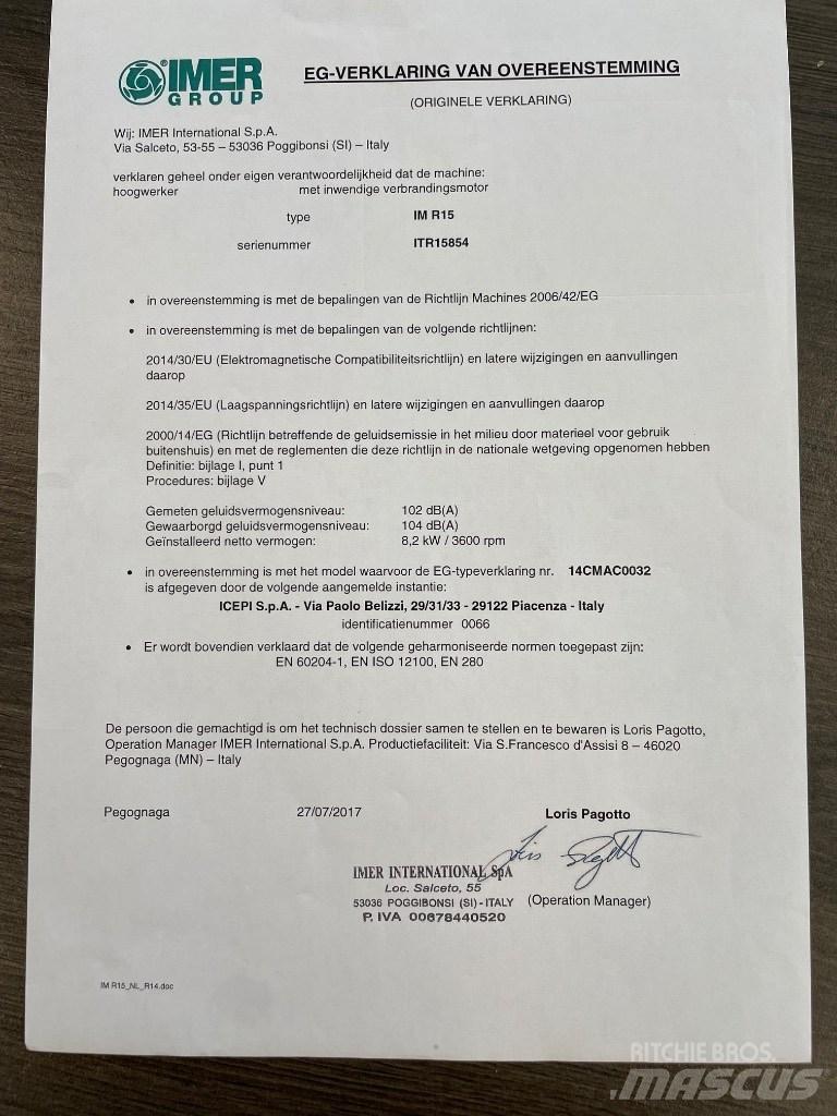 Imer IMR 15B Ανυψωτήρες με αρθρωτό βραχίονα