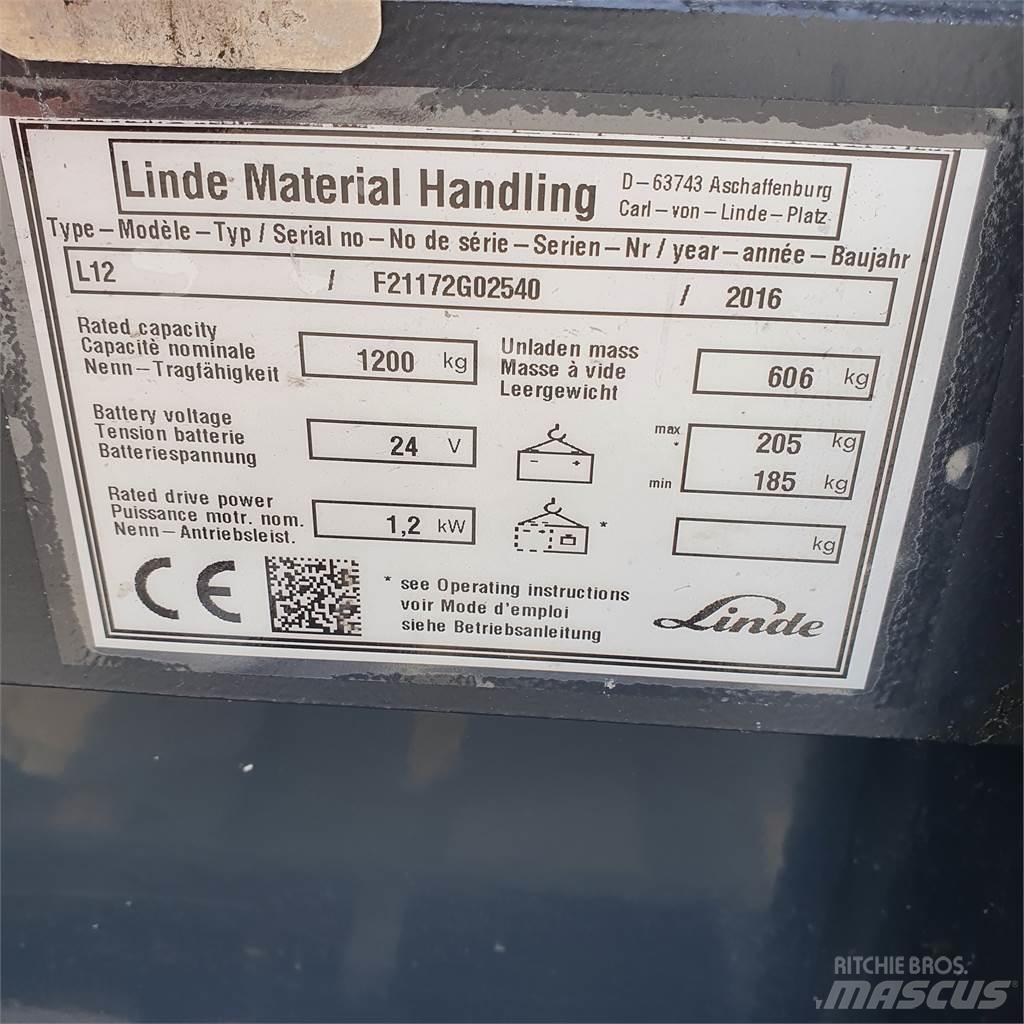 Linde L12 Παλετοφόρα πεζού χειριστή με ιστό