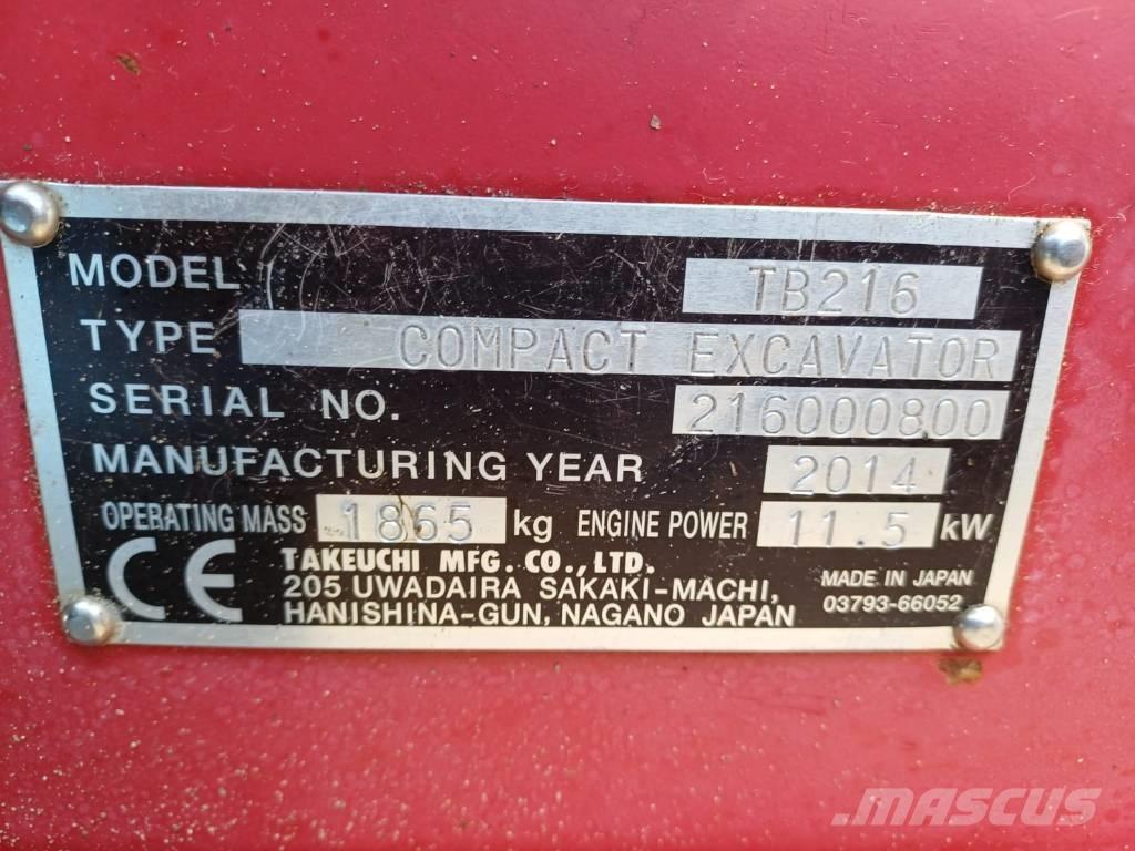 Takeuchi TB 216 Εκσκαφάκι (διαβολάκι) < 7t