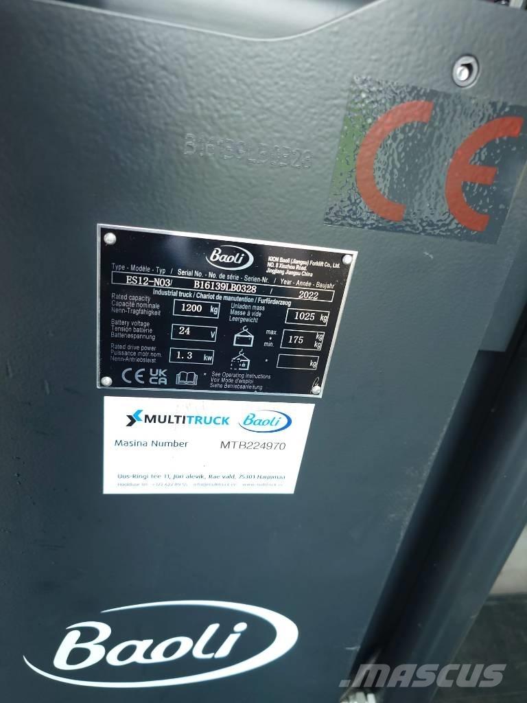 Baoli ES12-N03 Παλετοφόρα πεζού χειριστή με ιστό