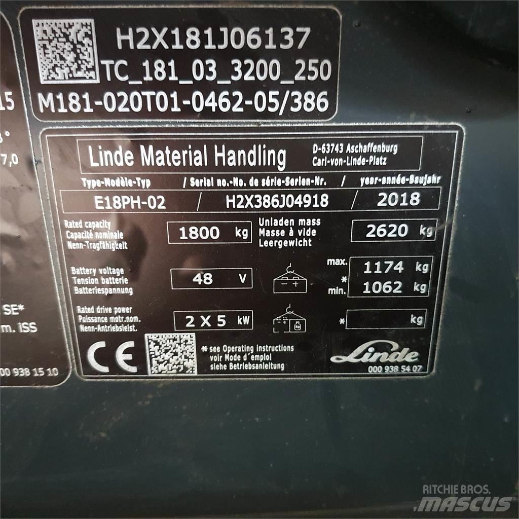 Linde E18PH Ηλεκτρικά περονοφόρα ανυψωτικά κλαρκ