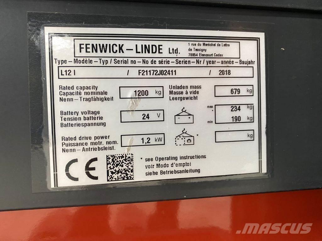 Linde L12 I Παλετοφόρα πεζού χειριστή με ιστό