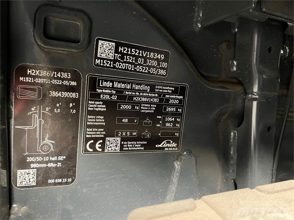 Linde E20L-02 Ηλεκτρικά περονοφόρα ανυψωτικά κλαρκ