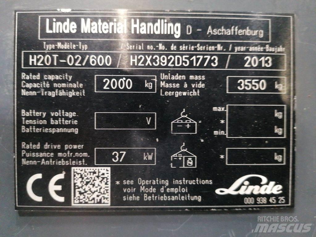 Linde H20T-02/600 Περονοφόρα ανυψωτικά κλαρκ με φυσικό αέριο LPG