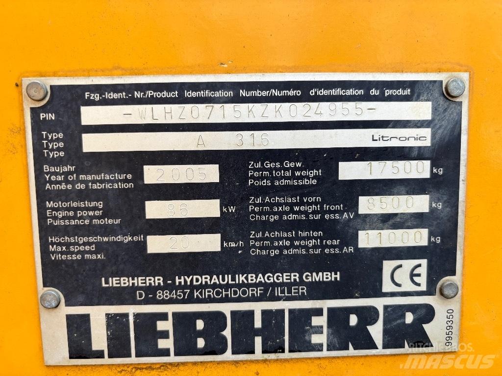 Liebherr A316 Εκσκαφείς με τροχούς - λάστιχα
