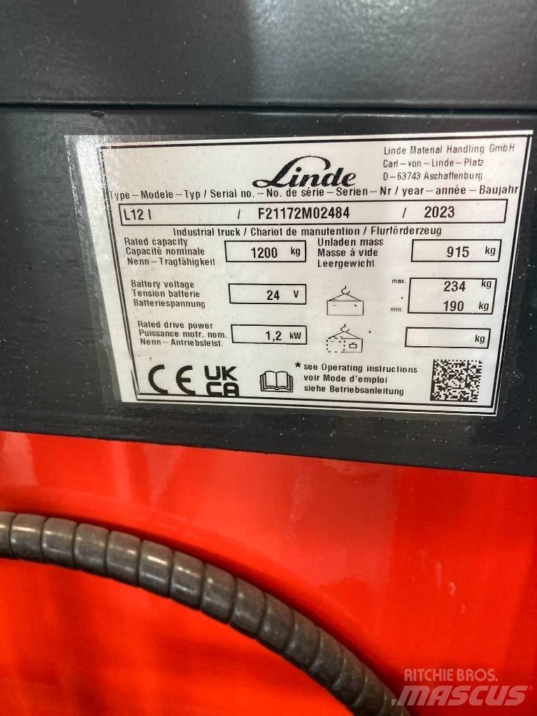 Linde L12i/1172 Παλετοφόρα πεζού χειριστή με ιστό