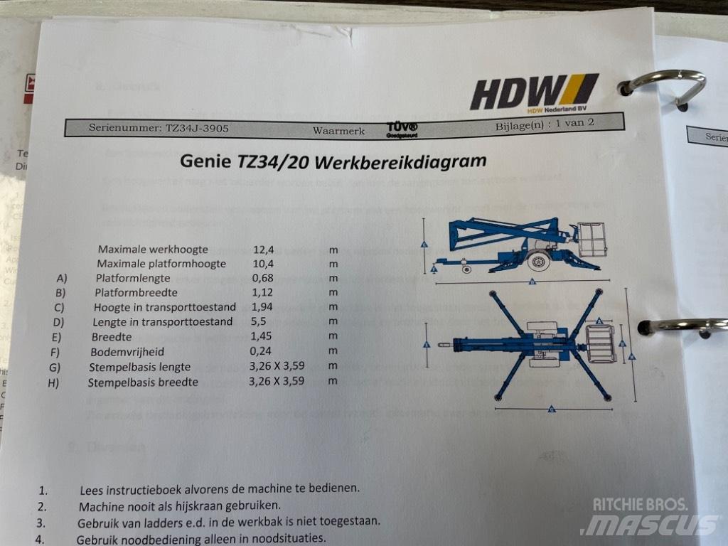 Genie TZ 34/20 Εναέριες πλατφόρμες τοποθετημένες σε ρυμούλκα
