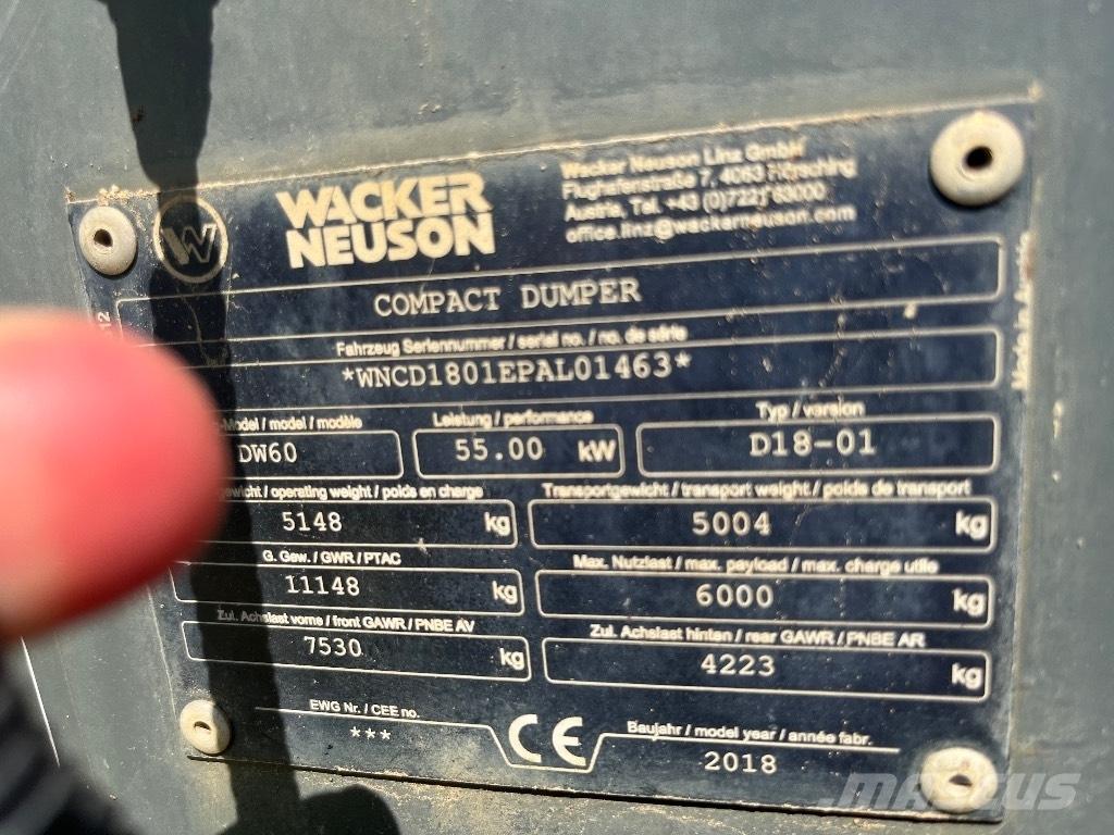 Wacker Neuson DW 60 Dumpers εργοταξίου