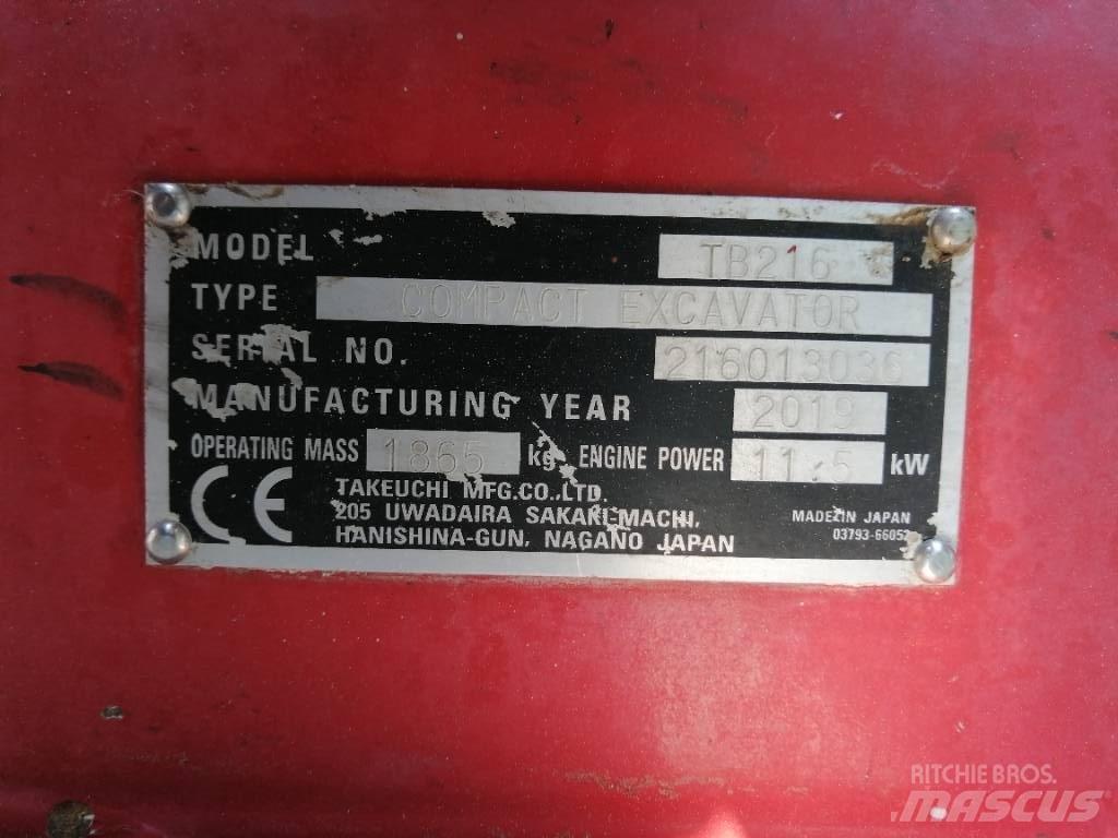 Takeuchi TB 216 Εκσκαφάκι (διαβολάκι) < 7t