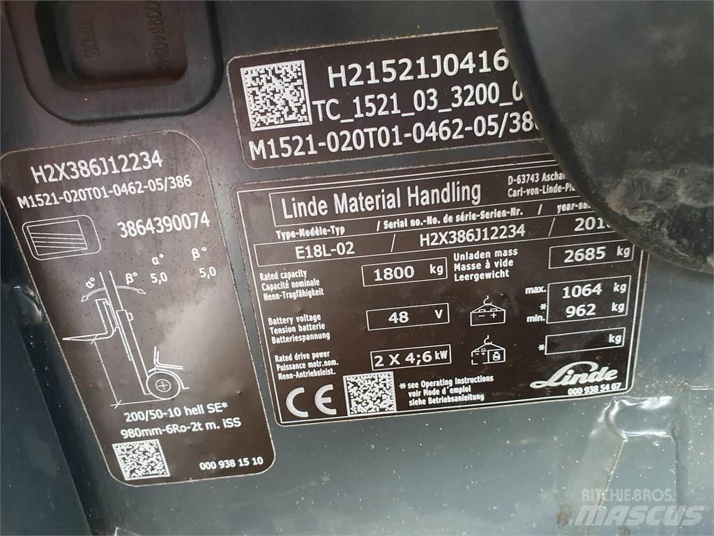 Linde E18L Ηλεκτρικά περονοφόρα ανυψωτικά κλαρκ