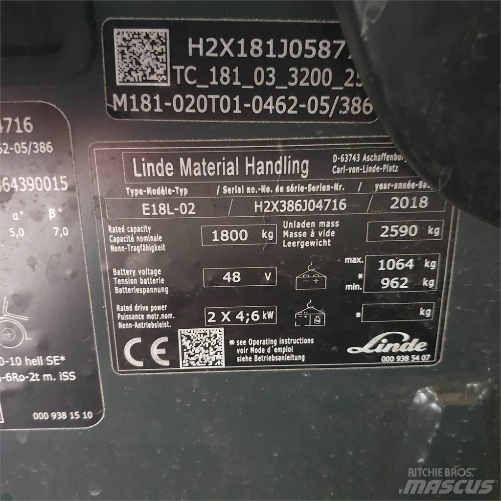 Linde E18L Ηλεκτρικά περονοφόρα ανυψωτικά κλαρκ