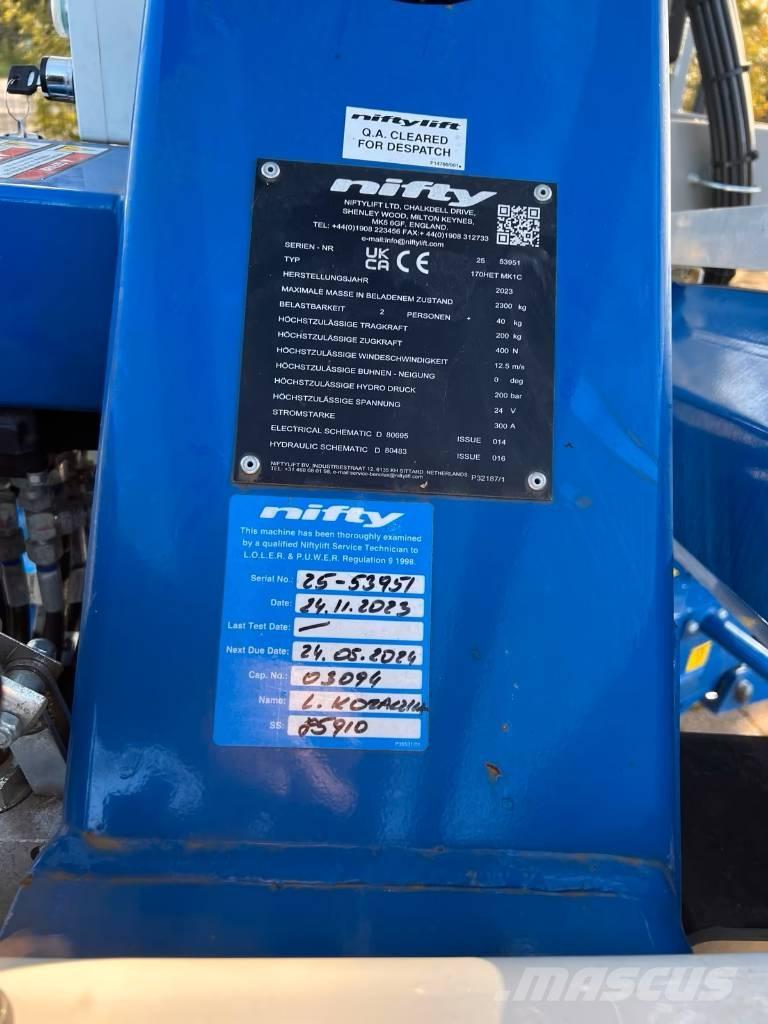 Niftylift 170 HET Εναέριες πλατφόρμες τοποθετημένες σε ρυμούλκα