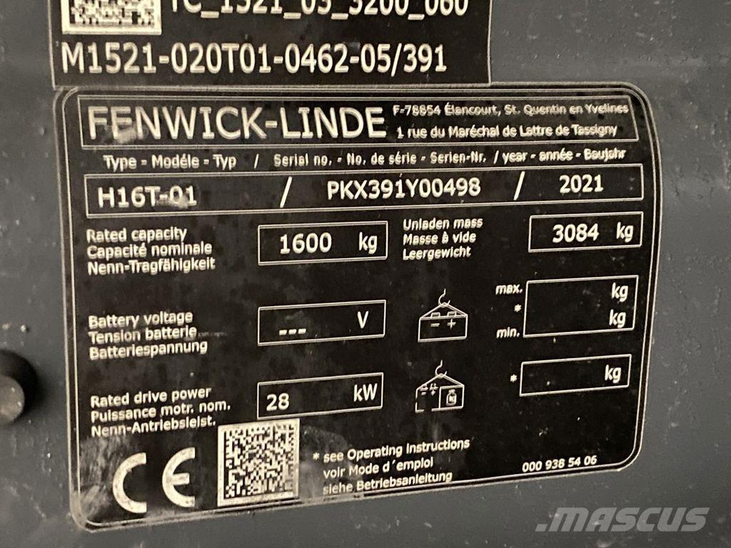 Linde H16T-01 Περονοφόρα ανυψωτικά κλαρκ με φυσικό αέριο LPG