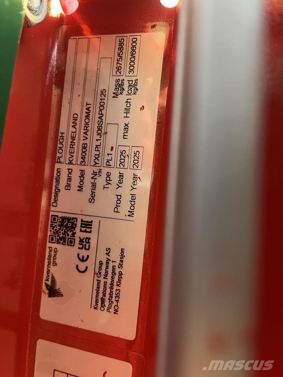 Kverneland 3400B Αναστρεφόμενα άροτρα