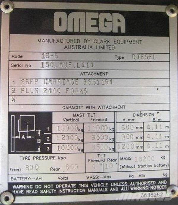 Omega Omega	16-6 Περονοφόρα ανυψωτικά κλαρκ - άλλα