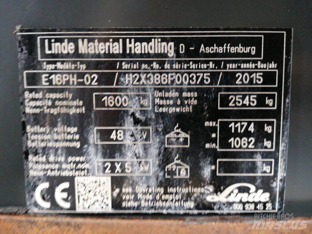 Linde E16PH-02 Ηλεκτρικά περονοφόρα ανυψωτικά κλαρκ