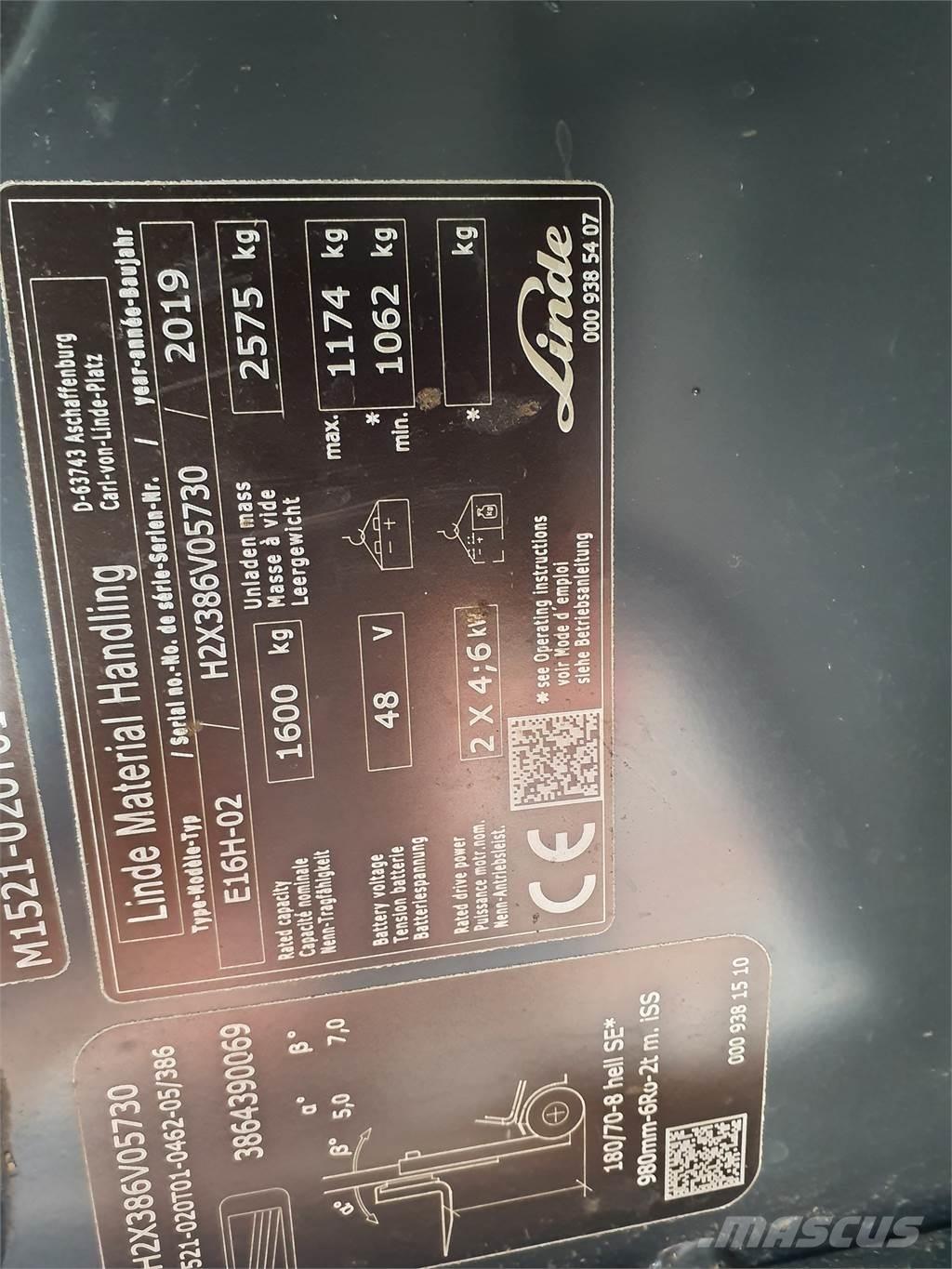 Linde E16 Ηλεκτρικά περονοφόρα ανυψωτικά κλαρκ