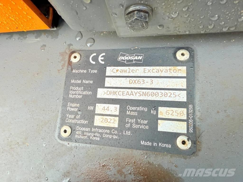 Doosan DX 63-3 Εκσκαφείς με ερπύστριες