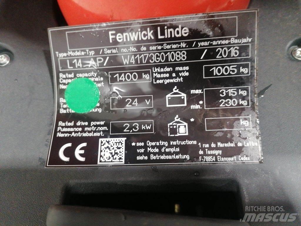 Linde L14AP Παλετοφόρα πεζού χειριστή με ιστό