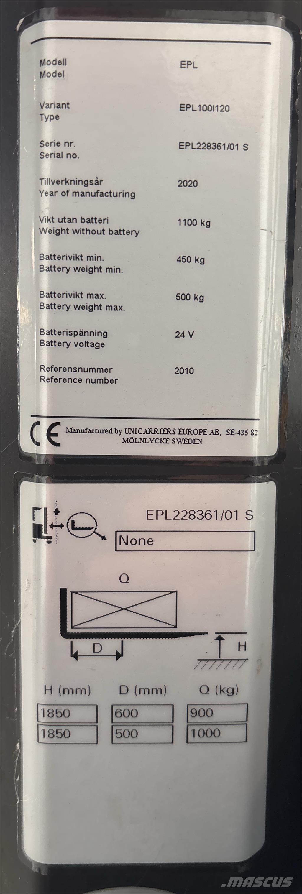 UniCarriers EPL100 Περονοφόρο ανυψωτικό συλλογής παραγγελιών μικρού ύψους