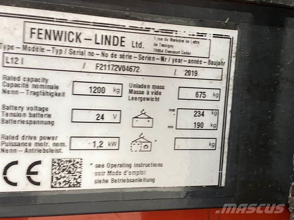Linde L12 I Παλετοφόρα πεζού χειριστή με ιστό
