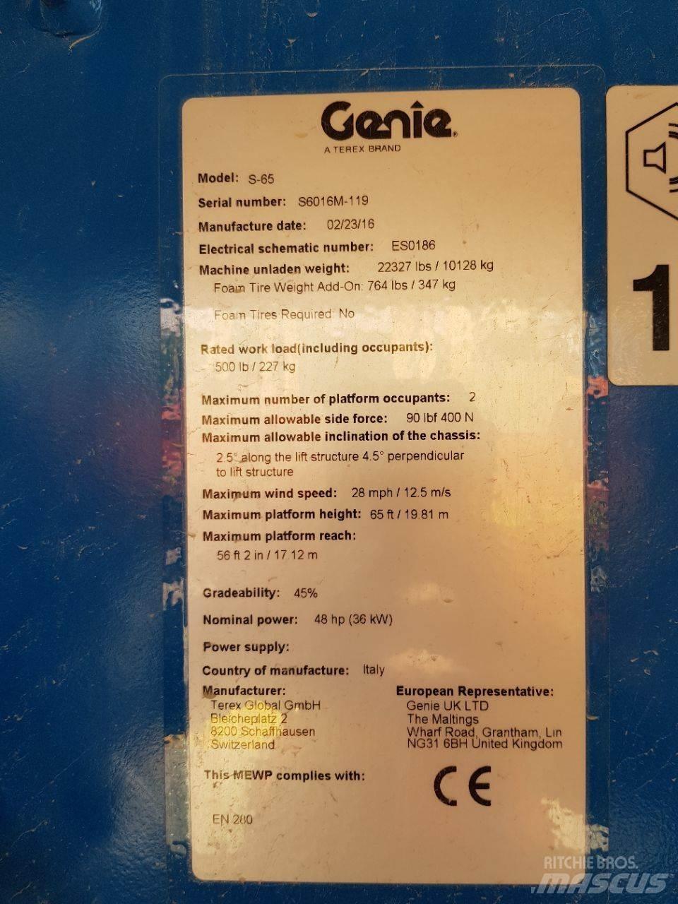 Genie S65 Ανυψωτήρες με τηλεσκοπικό βραχίονα