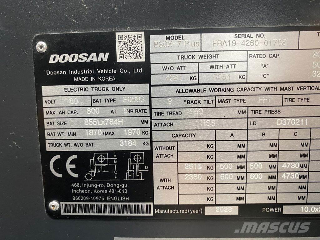 Doosan B30X-7 Ηλεκτρικά περονοφόρα ανυψωτικά κλαρκ