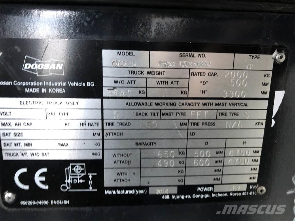 Doosan G20 SC-5 Περονοφόρα ανυψωτικά κλαρκ με φυσικό αέριο LPG