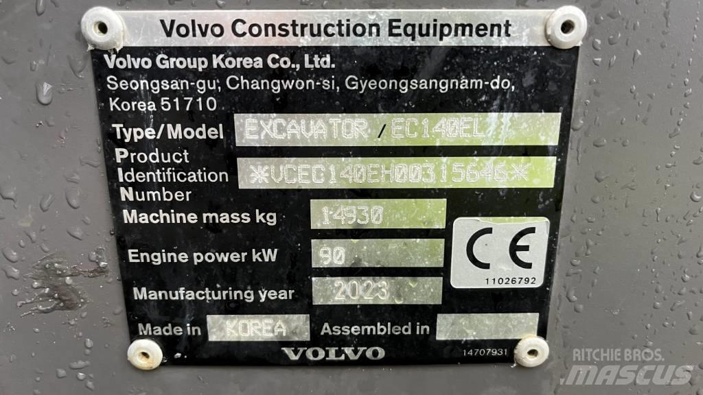 Volvo EC140EL Εκσκαφείς με ερπύστριες