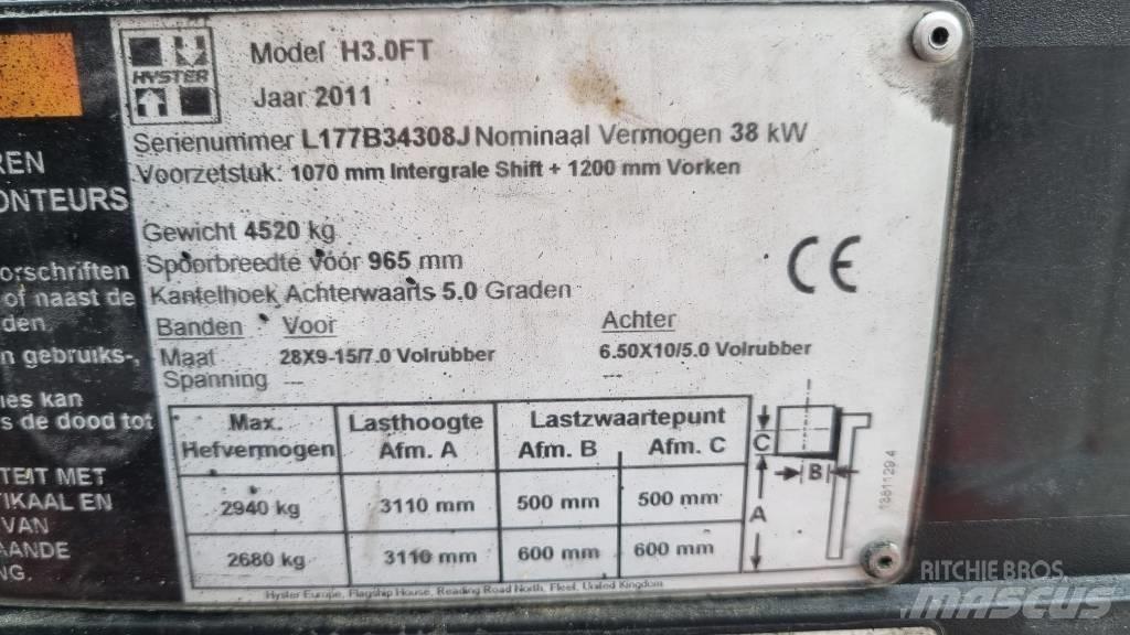 Hyster H 3.00 FT Περονοφόρα ανυψωτικά κλαρκ με φυσικό αέριο LPG