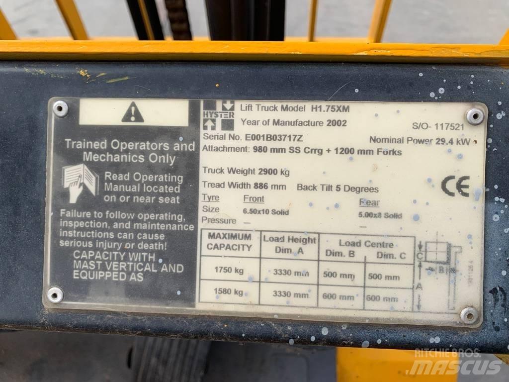 Hyster H 1.75 XM Περονοφόρα ανυψωτικά κλαρκ με φυσικό αέριο LPG