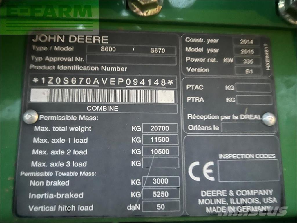John Deere s670i Θεριζοαλωνιστικές μηχανές