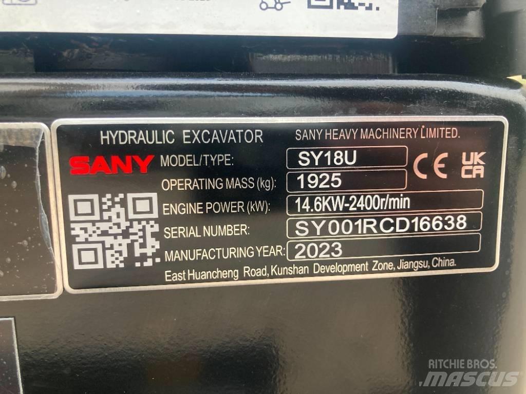 Sany SY 18U Εκσκαφάκι (διαβολάκι) < 7t