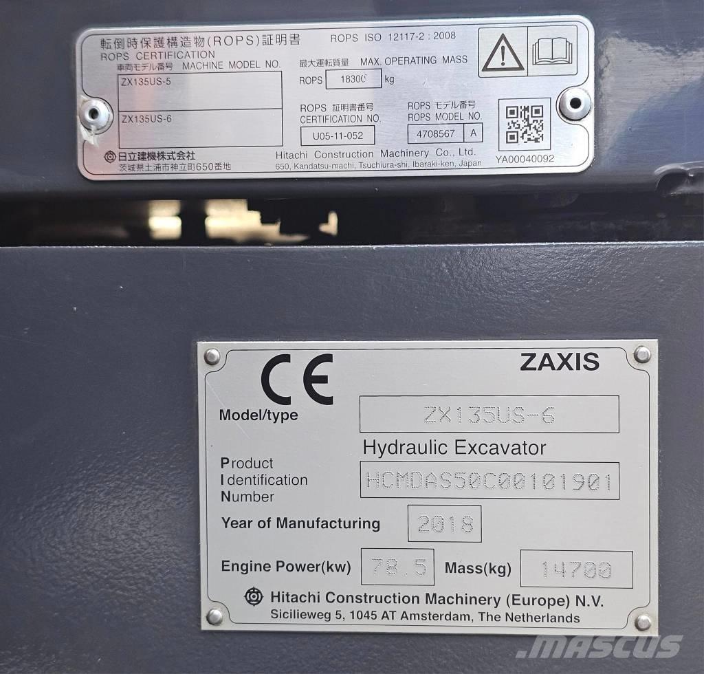 Hitachi ZX 135 US-6 Εκσκαφείς με ερπύστριες