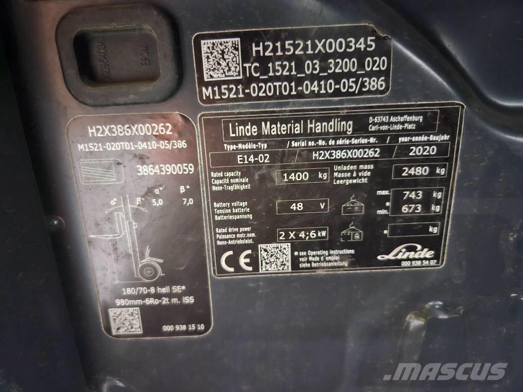 Linde E14 Ηλεκτρικά περονοφόρα ανυψωτικά κλαρκ