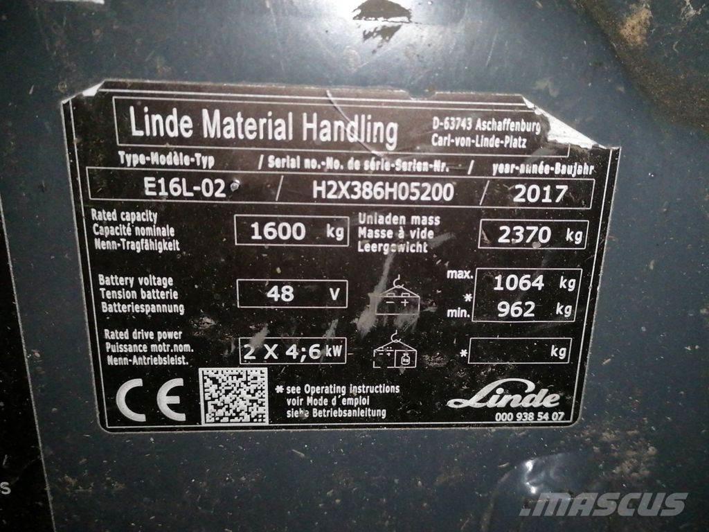 Linde E16L-02 Ηλεκτρικά περονοφόρα ανυψωτικά κλαρκ