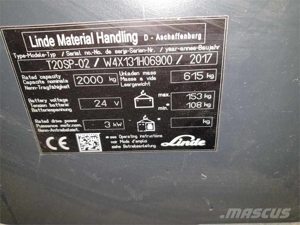 Linde T20SP ION Ηλεκτρικά παλετοφόρα με ιστό