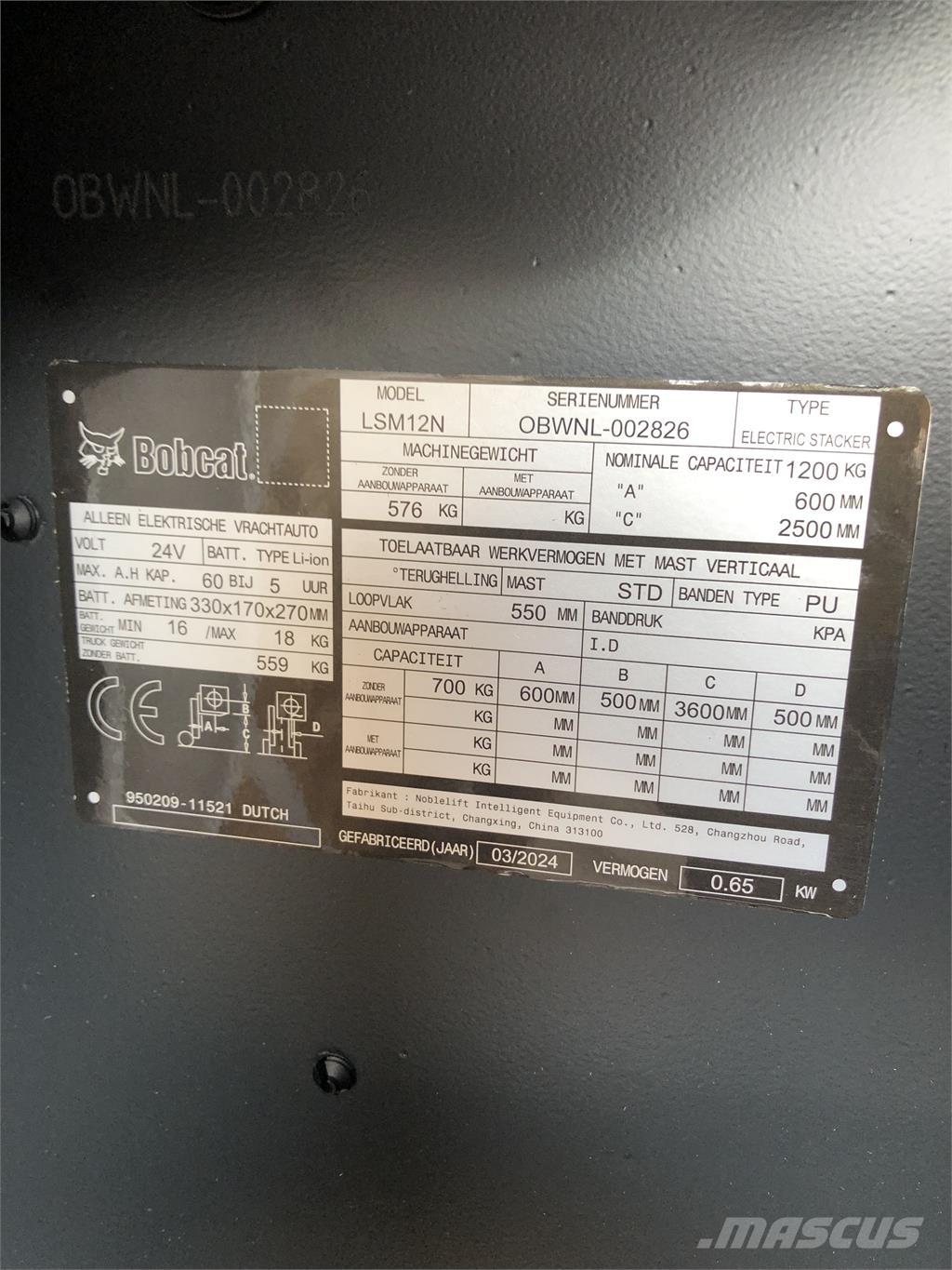 Bobcat LSM12N Ηλεκτρικά παλετοφόρα με ιστό